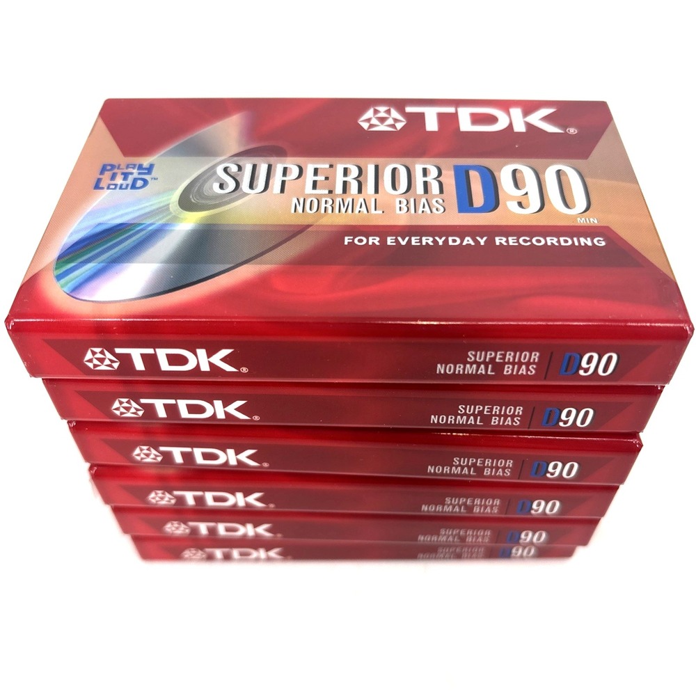 Lot of 6 TDK Superior D90 Normal‎ Bias Audio Cassette Tapes SEALED